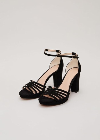 Phase Eight Suede Strappy Platform Heels Black Canada | TYSREK-795